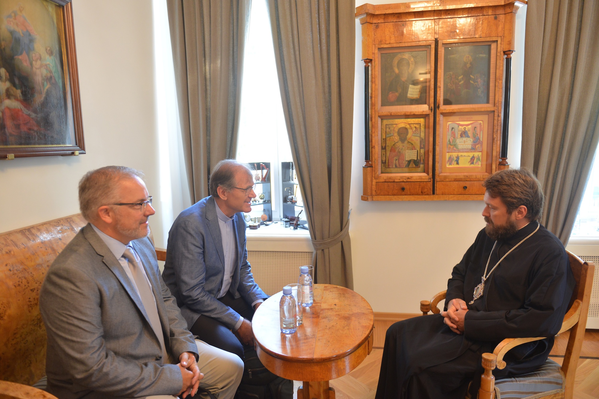Avec Mgr Hilarion Alfeyev, président du Département des relations extérieures de l’Eglise orthodoxe russe